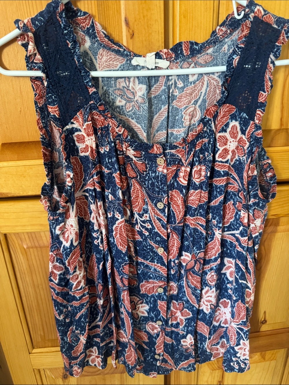 Maurices Navy and Rust Floral Button-Front Camisole